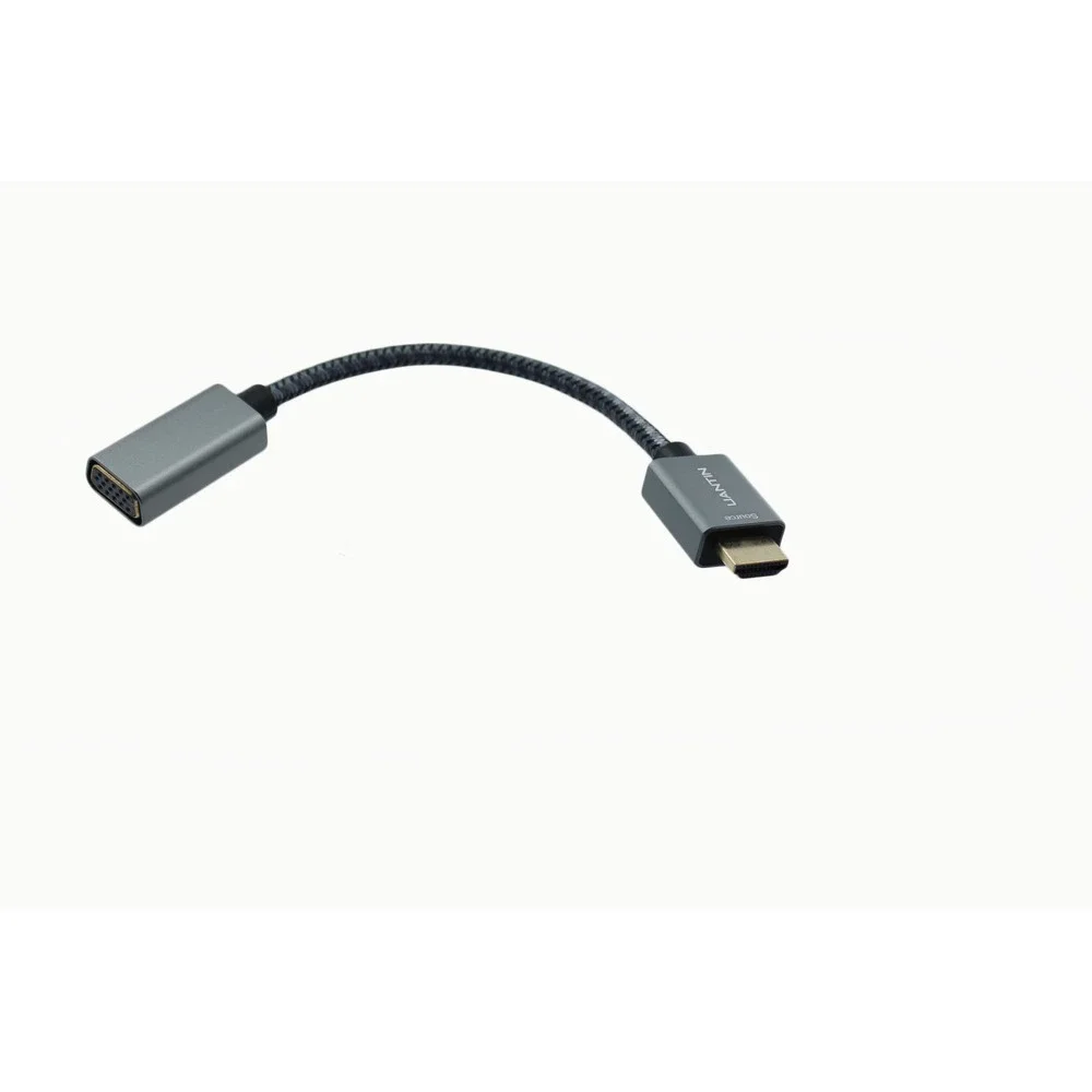 LANTIN HDMI to VGA Adapter Male to Female Braided Video Cable Converter Gray